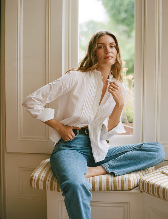 Pintuck Kew Blouse: Cotton Voile, White