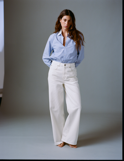 Fawcett Jeans: Wide Leg - High Waist, Off-White
