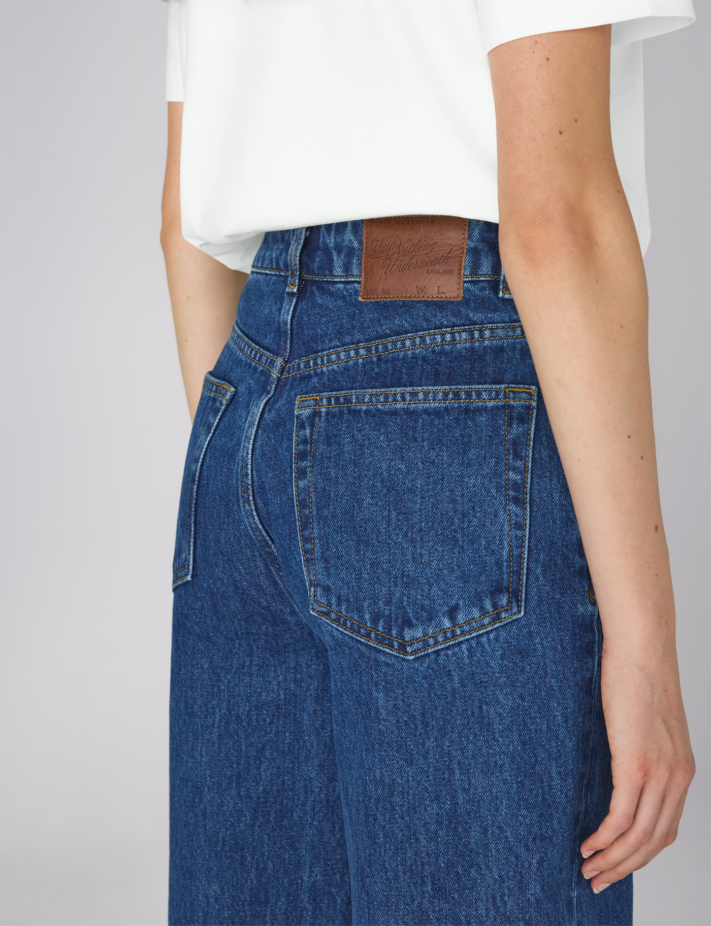 Fawcett Jeans: Wide Leg - High Waist, Mid Blue