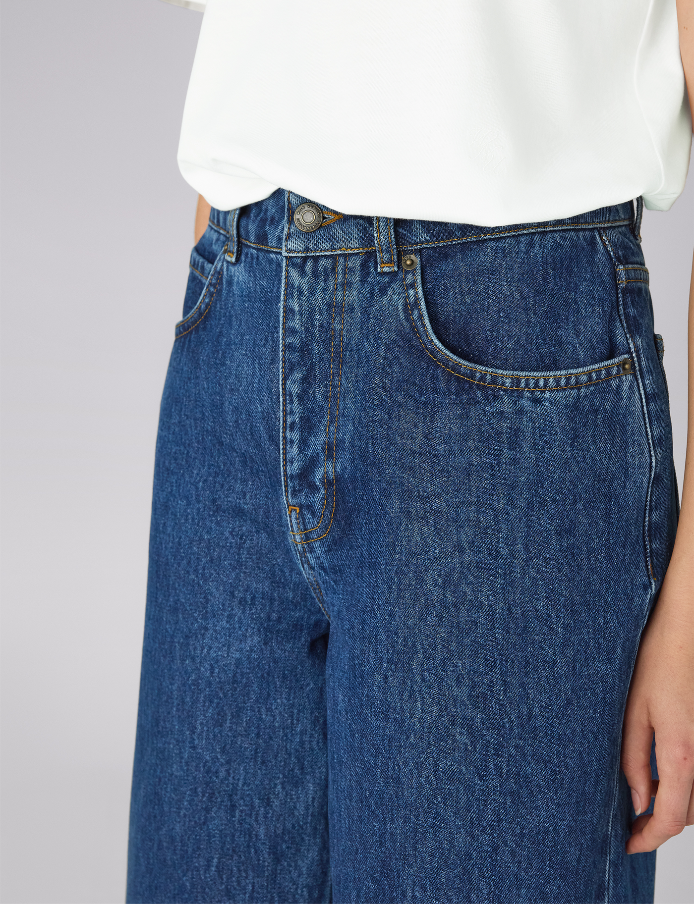 Fawcett Jeans: Wide Leg - High Waist, Mid Blue