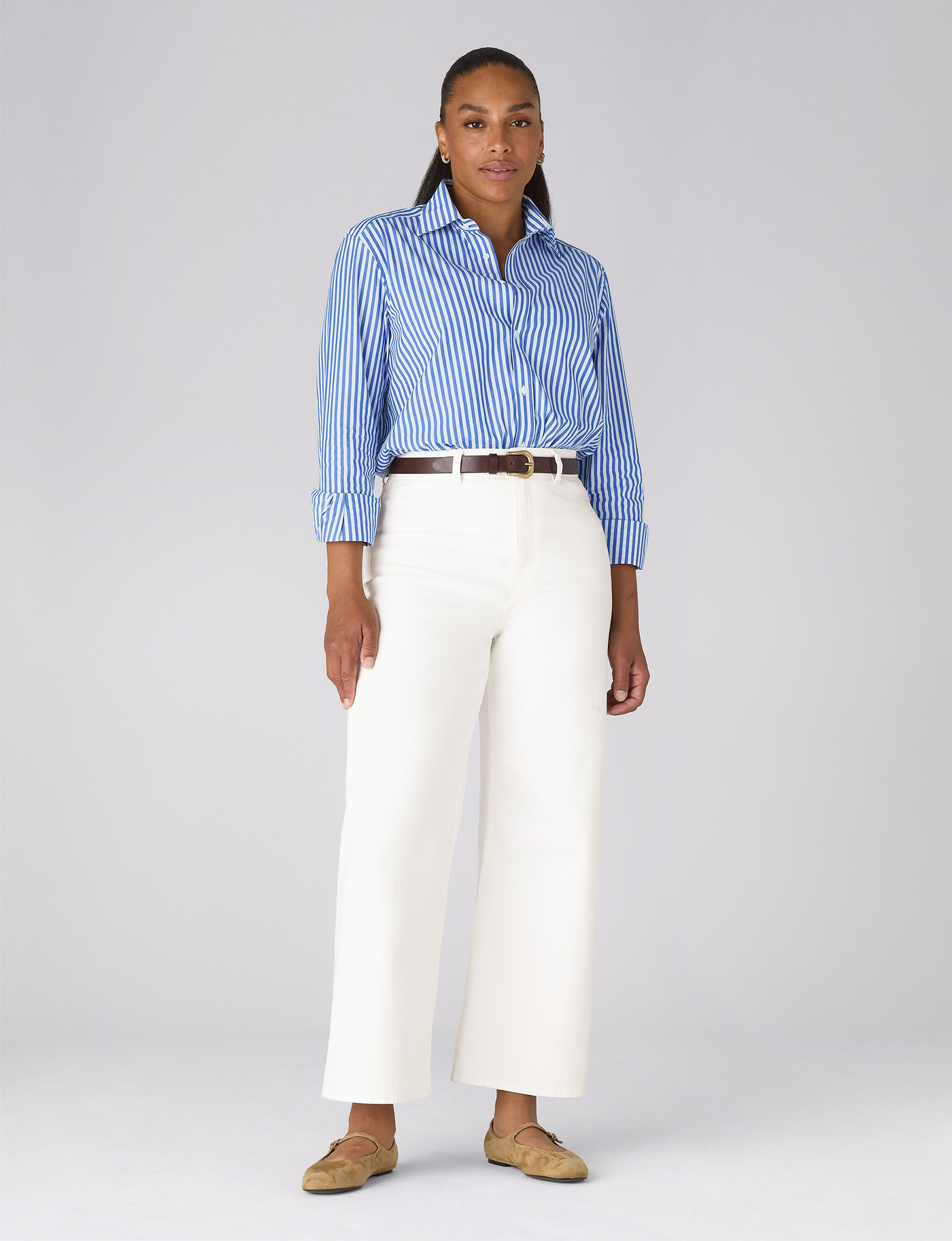 Stevie Jeans: Cropped Flare Leg - High Waist, White