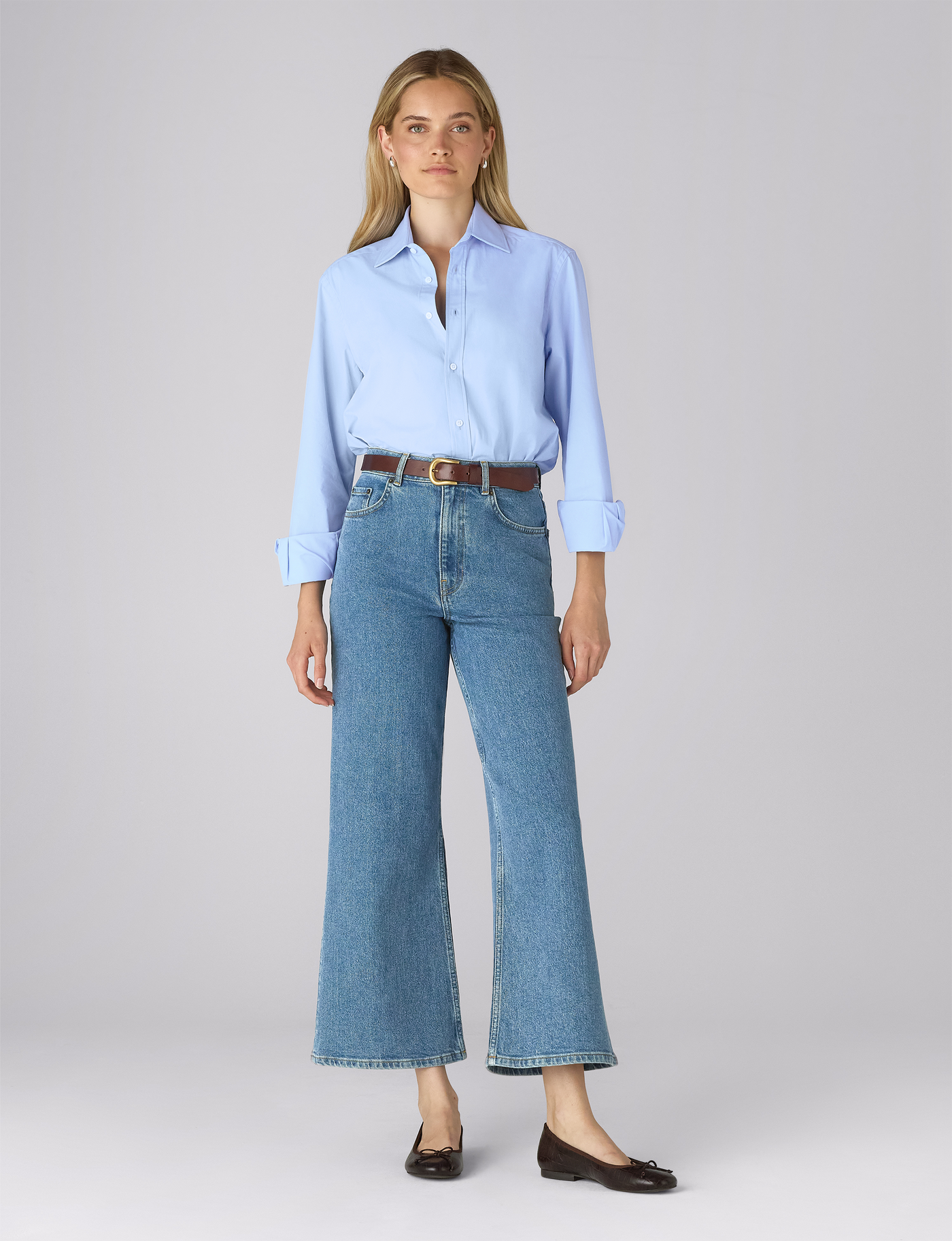 Stevie Jeans: Cropped Flare Leg - High Waist, Light Blue