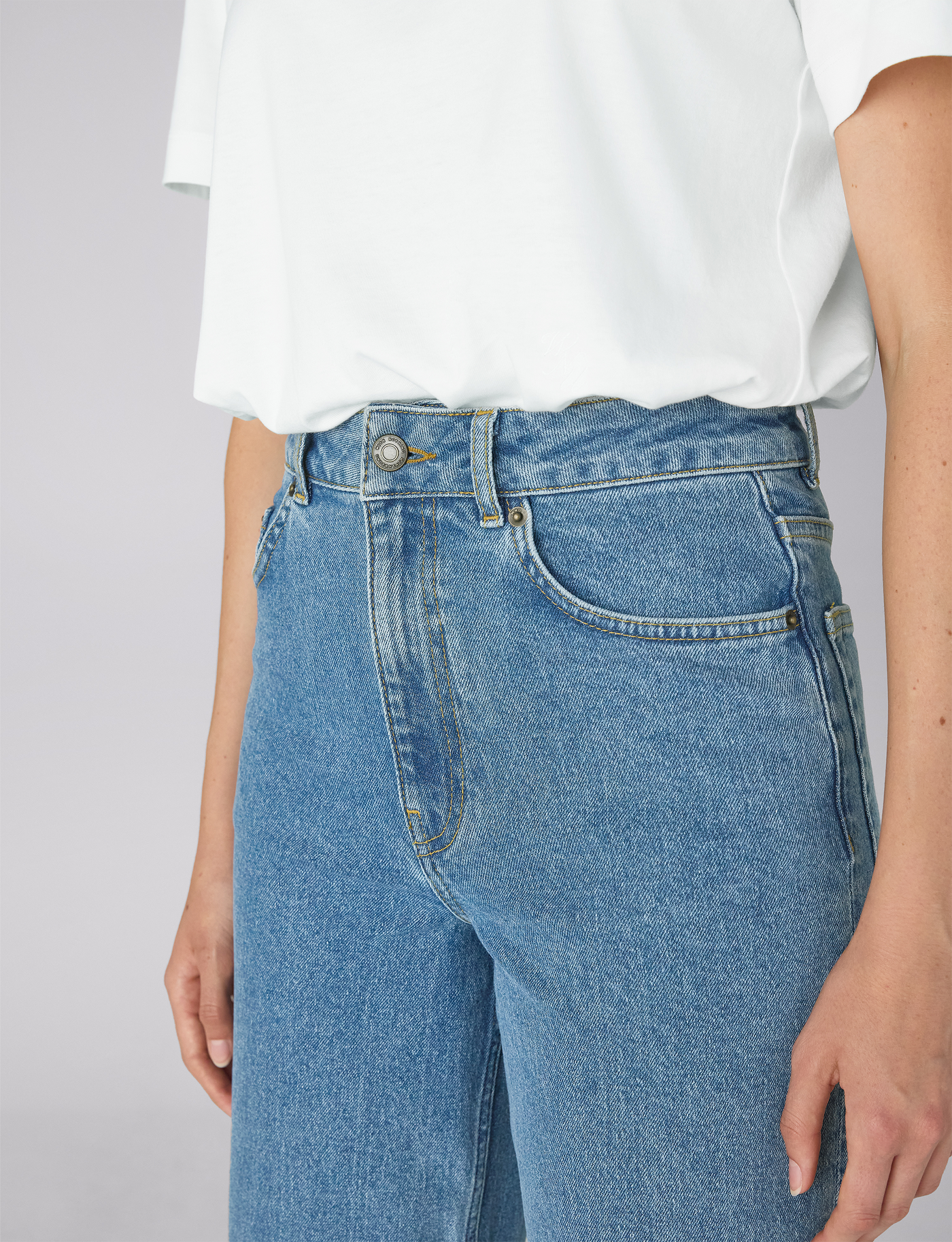 Stevie Jeans: Cropped Flare Leg - High Waist, Light Blue