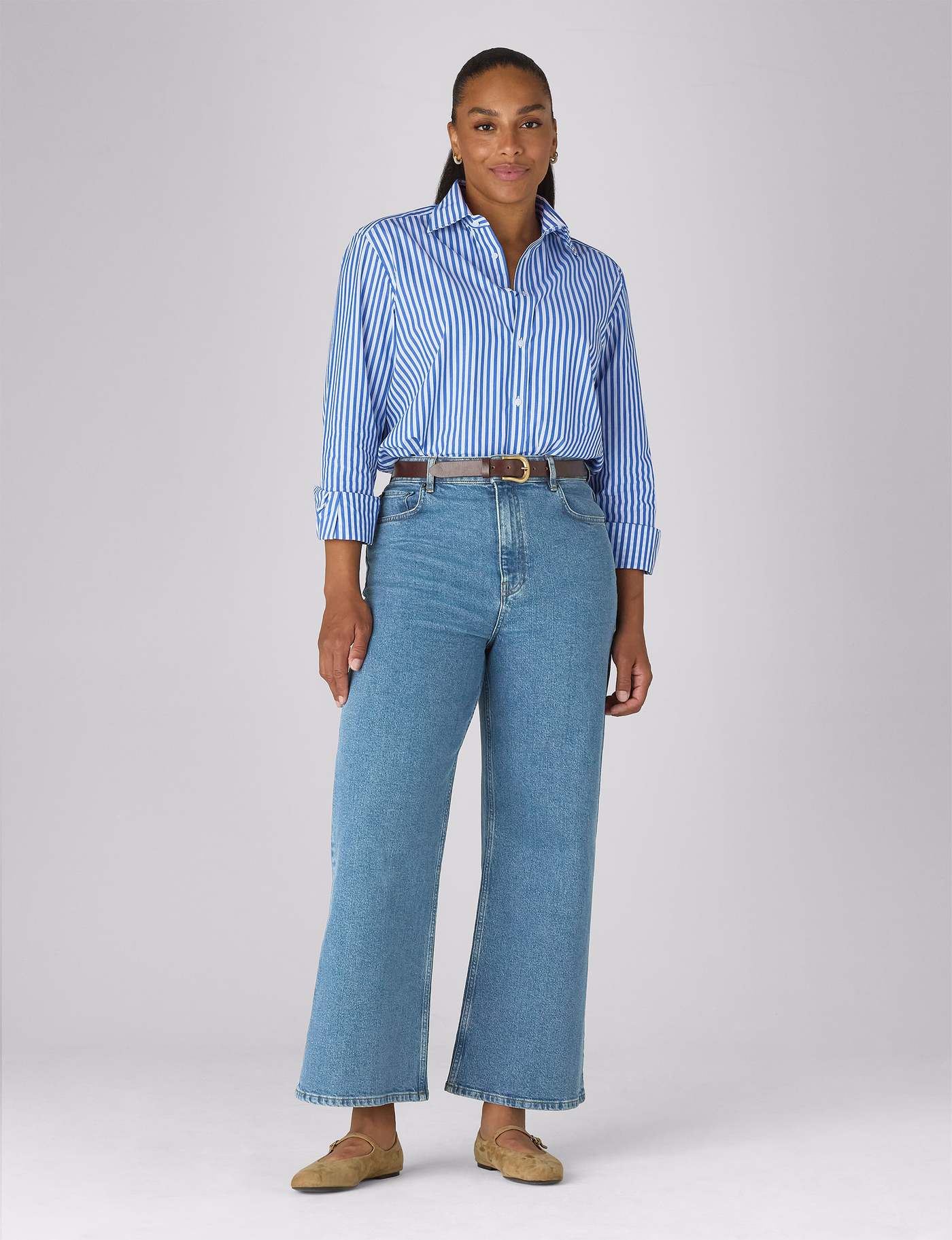 Stevie Jeans: Cropped Flare Leg - High Waist, Light Blue