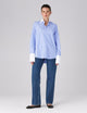 The Boyfriend Contrast Exaggerated Cuff and Collar: Fine Poplin, Inverted Pinstripe