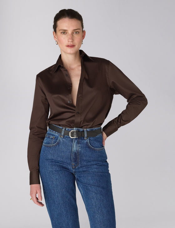 The Boyfriend: Fine Poplin, Chocolate