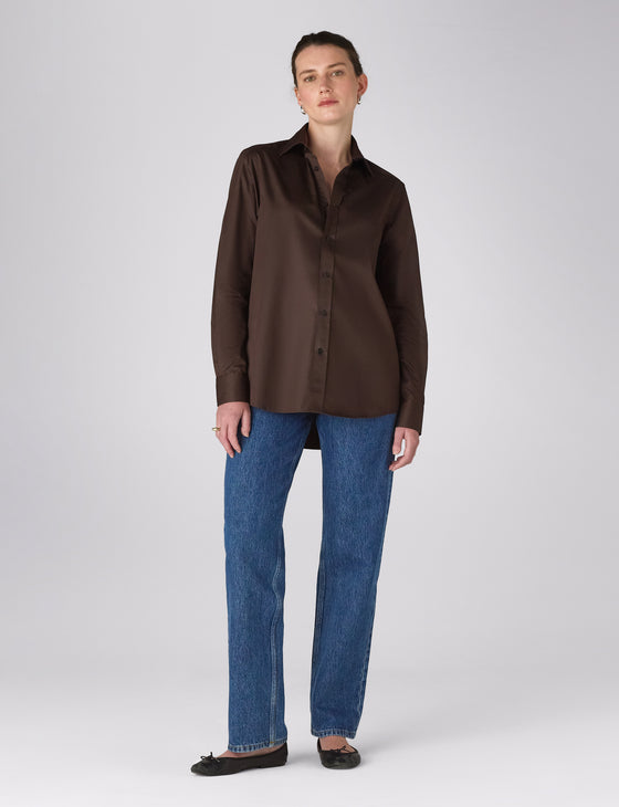 The Boyfriend: Fine Poplin, Chocolate