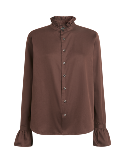 Kew Blouse: Fine Poplin, Chocolate