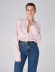 The Boyfriend Exaggerated Cuff: Tencel, Burgundy Double Stripe