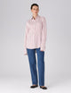 The Boyfriend Exaggerated Cuff: Tencel, Burgundy Double Stripe