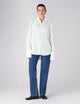 The Boyfriend Contrast Exaggerated Cuff and Collar: TENCEL™ Lyocell, Green Wide Stripe