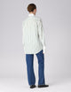 The Boyfriend Contrast Exaggerated Cuff and Collar: TENCEL™ Lyocell, Green Wide Stripe