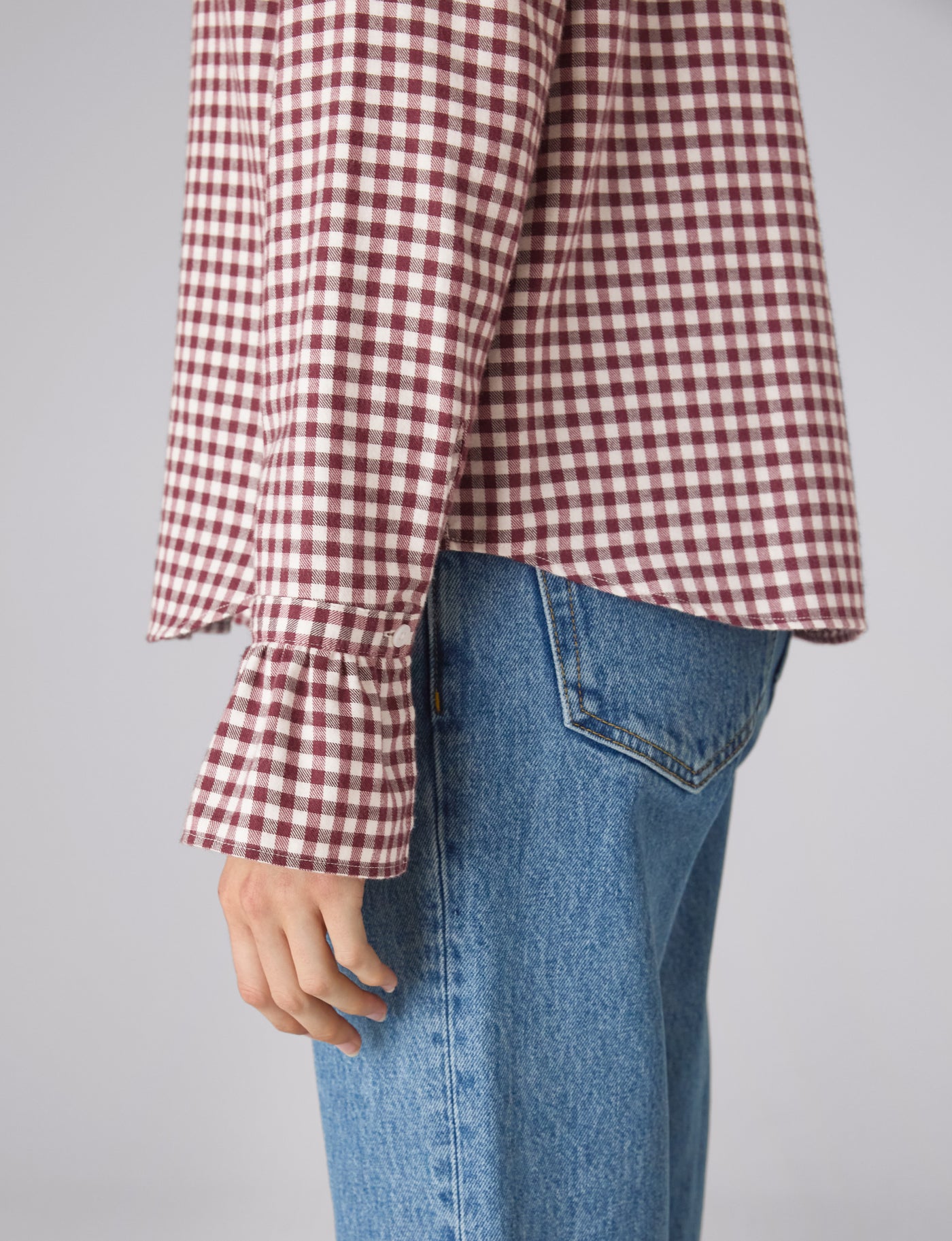 Kew Blouse: Fine Brushed, Burgundy Gingham