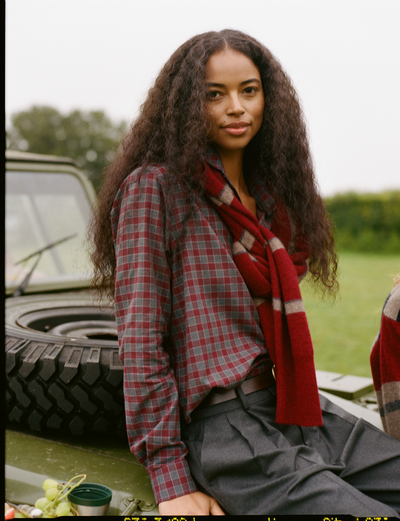 The Classic: Fine Brushed, Grey and Burgundy Check