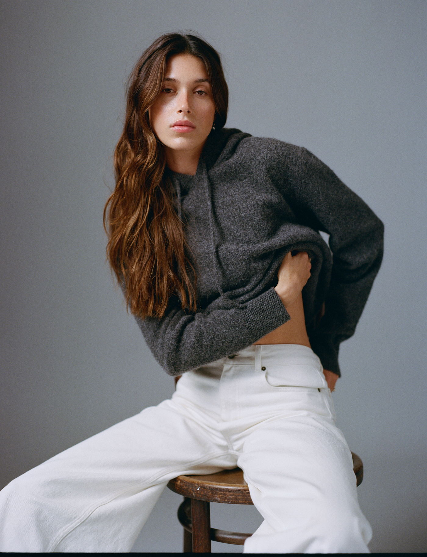 Iona Hoodie: Yak Wool, Dark Grey