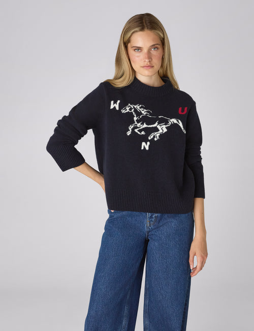 Rosette Jumper: Wool, Navy