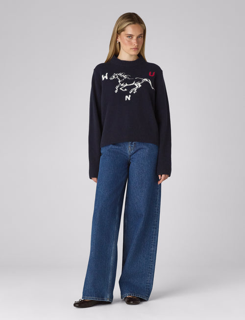 Rosette Jumper: Wool, Navy