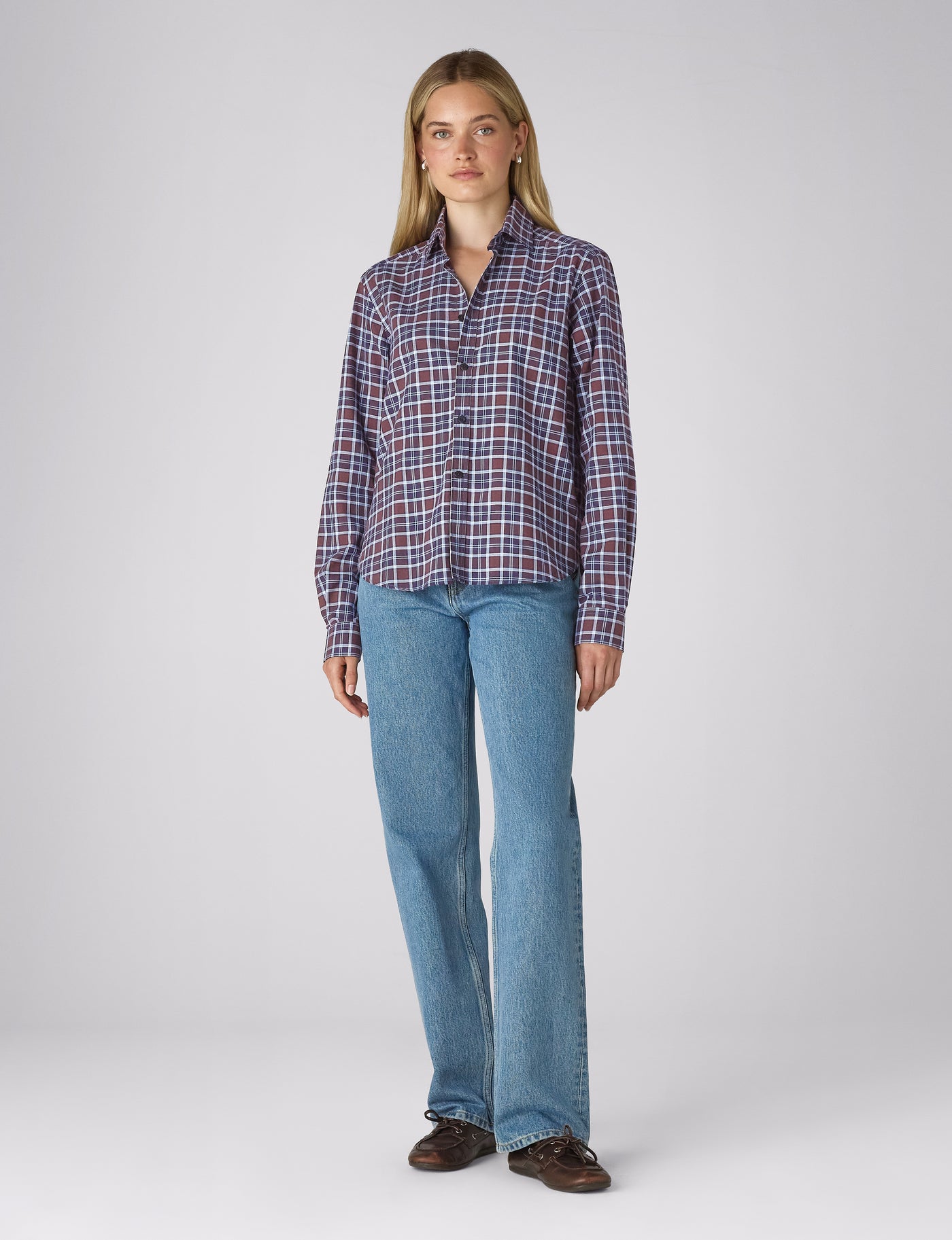 The Classic: Fine Brushed, Chocolate and Cornflower Blue Check