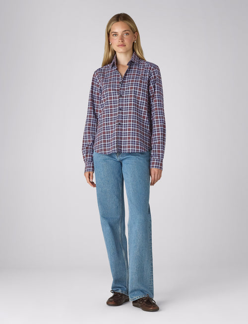 The Classic: Fine Brushed, Chocolate and Cornflower Blue Check