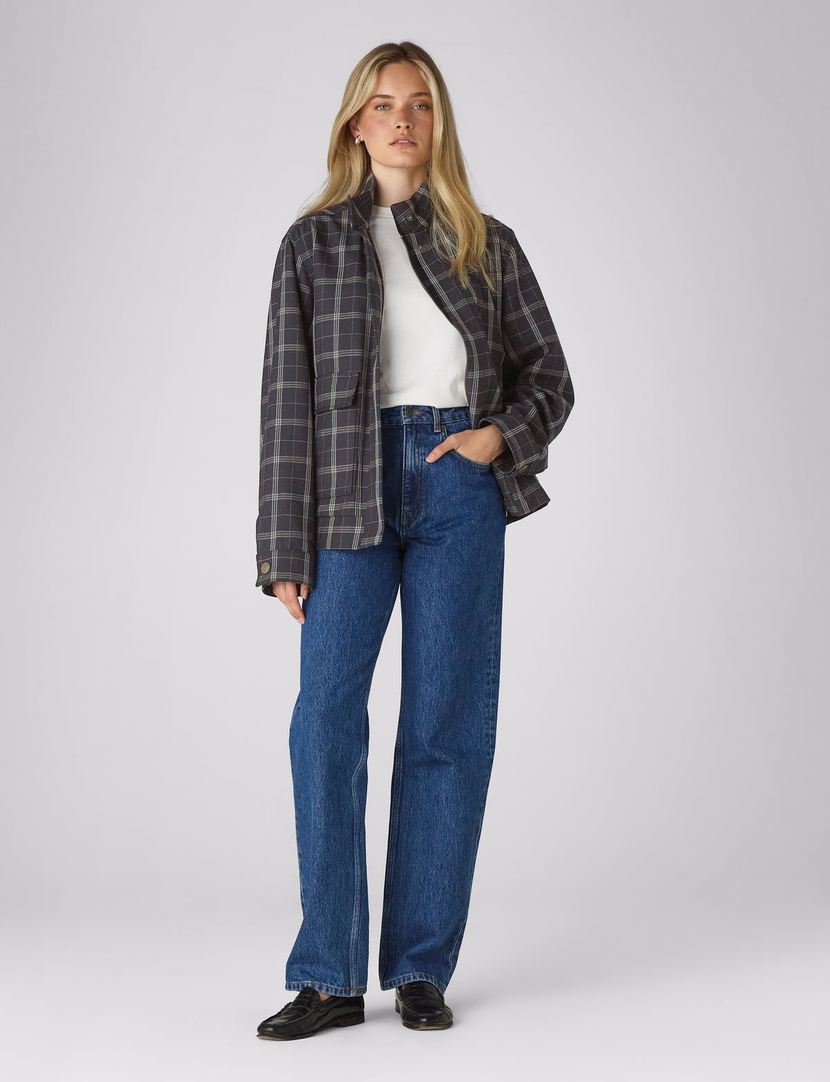 Balmoral Bomber Jacket: Wool, Navy Check