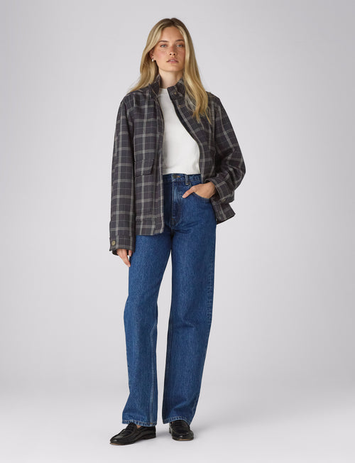Balmoral Bomber Jacket: Wool, Navy Check