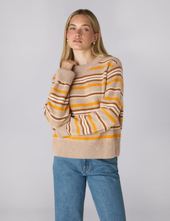 Devon Jumper: Wool, Yellow and Tobacco Stripe
