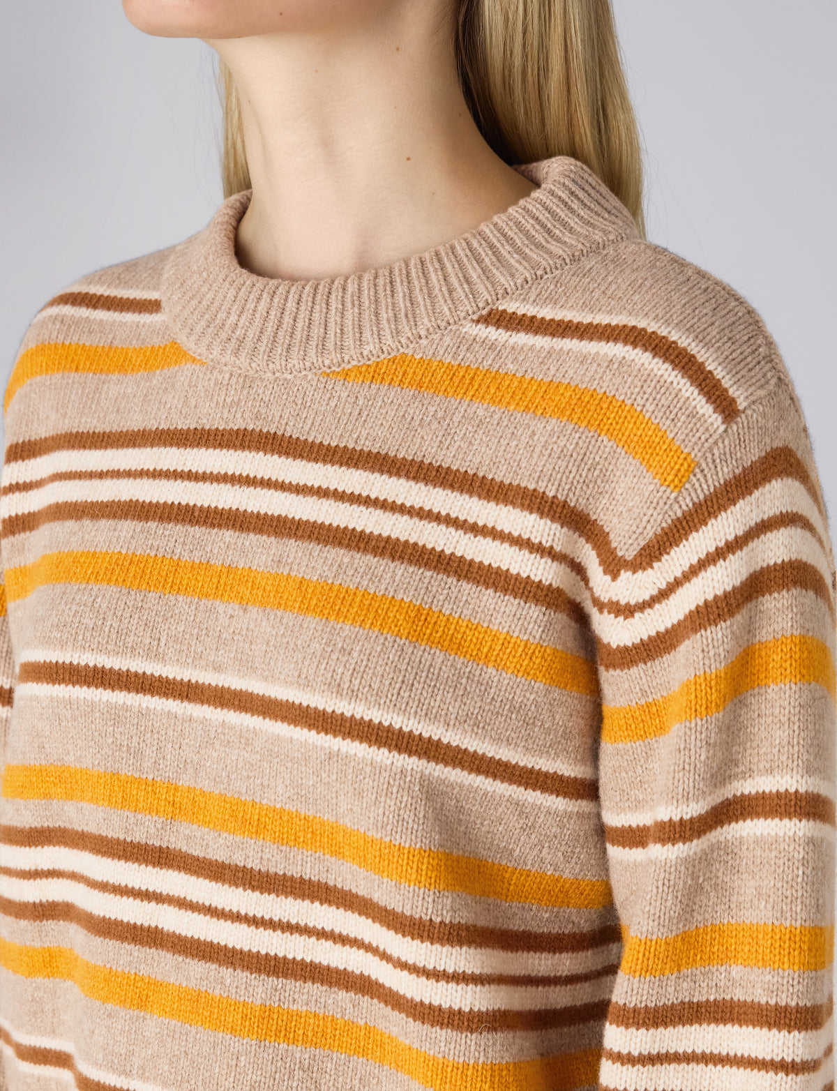 Devon Jumper: Wool, Yellow and Tobacco Stripe