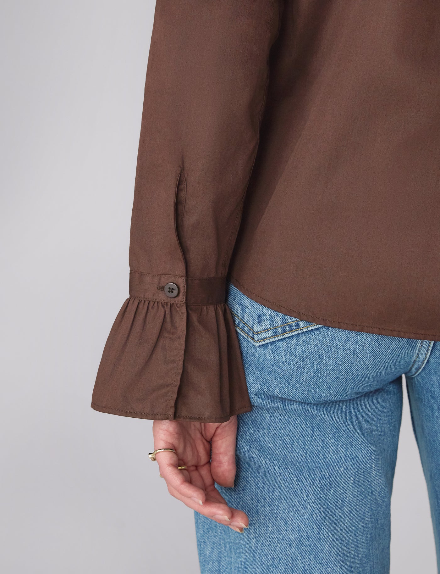 Kew Blouse: Poplin Cotton, Chocolate