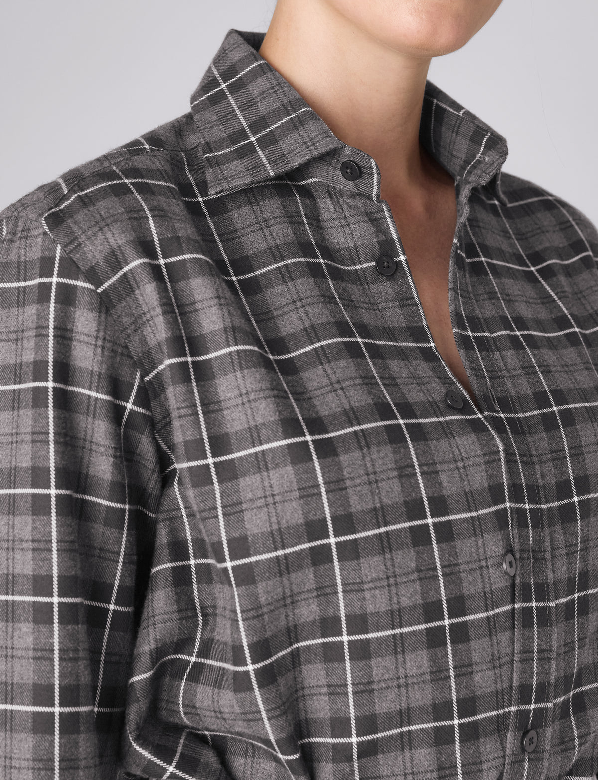 The Boyfriend: Fine Brushed, Grey and Black Check