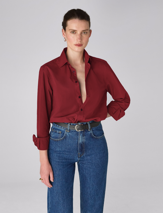 The Boyfriend: Fine Poplin, Burgundy