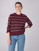 Devon Jumper: Cotton, Merlot Navy and Ivory Stripe