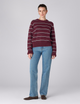 Devon Jumper: Cotton, Merlot Navy and Ivory Stripe
