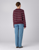 Devon Jumper: Cotton, Merlot Navy and Ivory Stripe