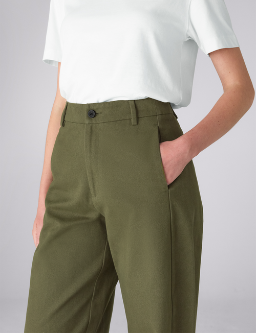 Alba Trouser: Cotton Twill, Khaki
