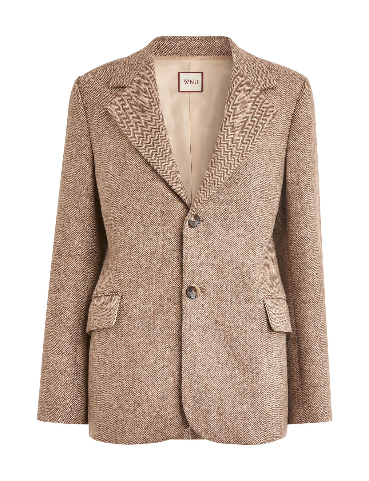 Hacking Jacket: Wool, Light Brown Herringbone