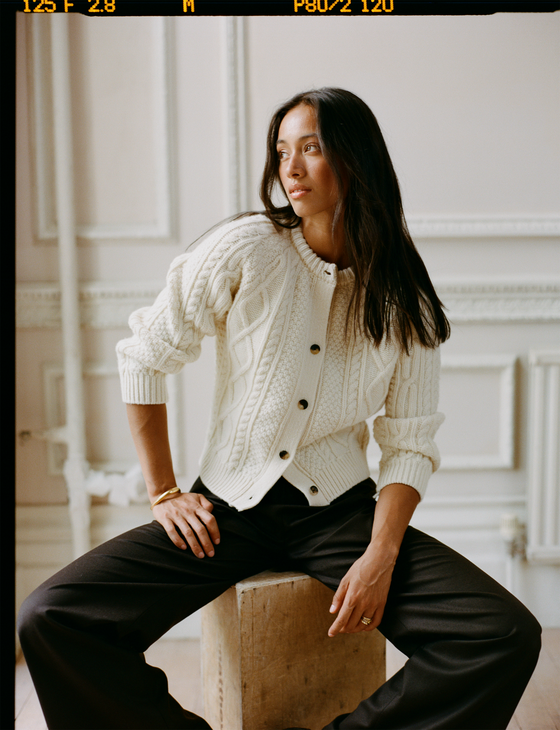 Mini Aran Cardigan: Wool, Ivory
