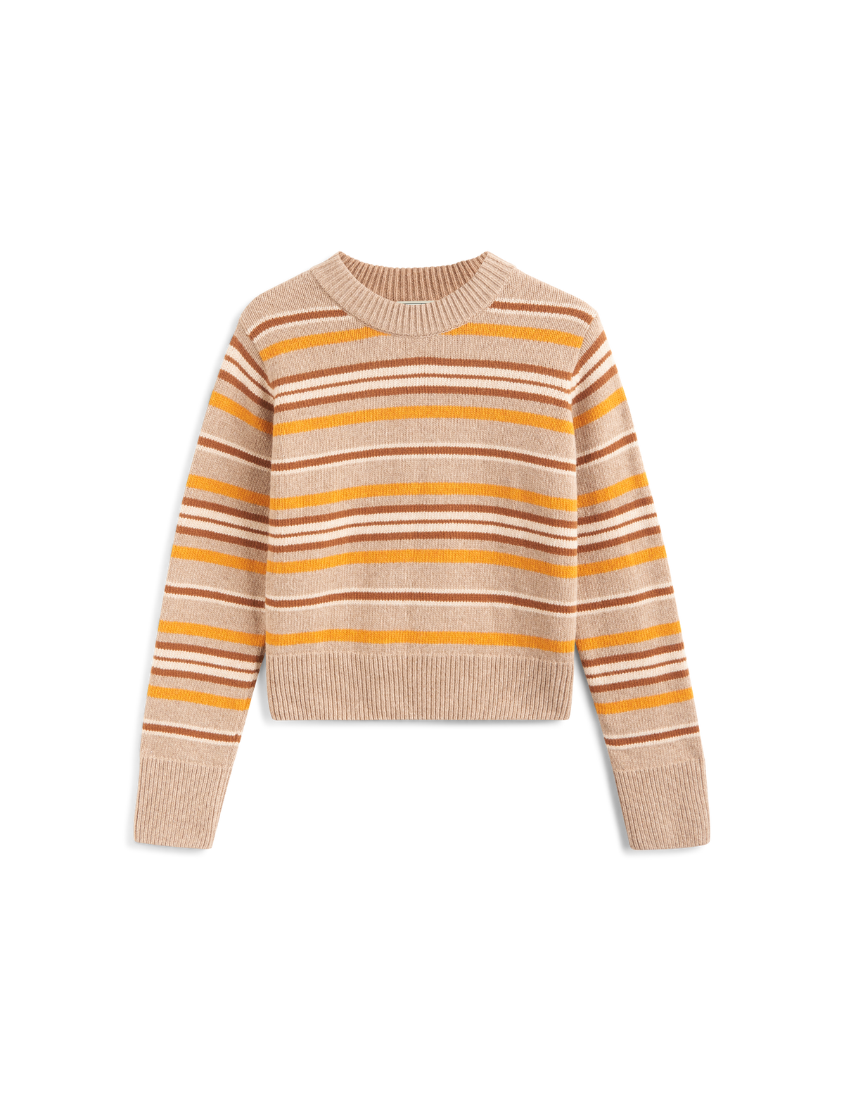 Devon Jumper: Wool, Yellow and Tobacco Stripe