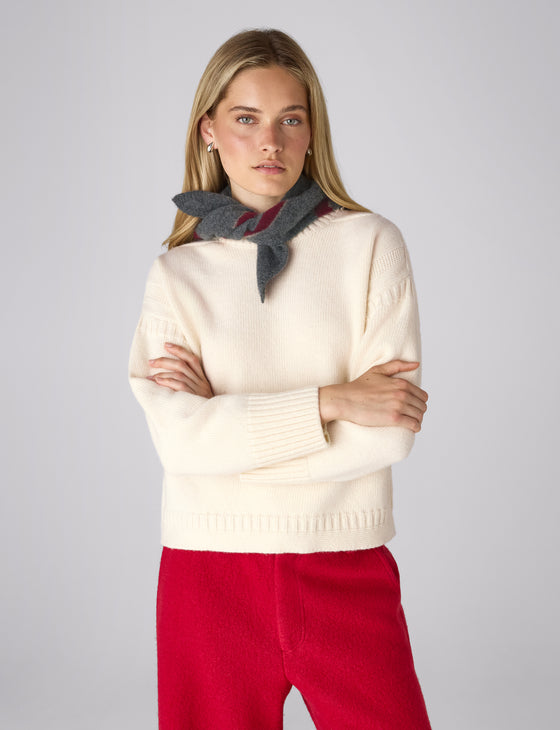 Small Triangle Scarf: Yak Wool, Grey Stripe