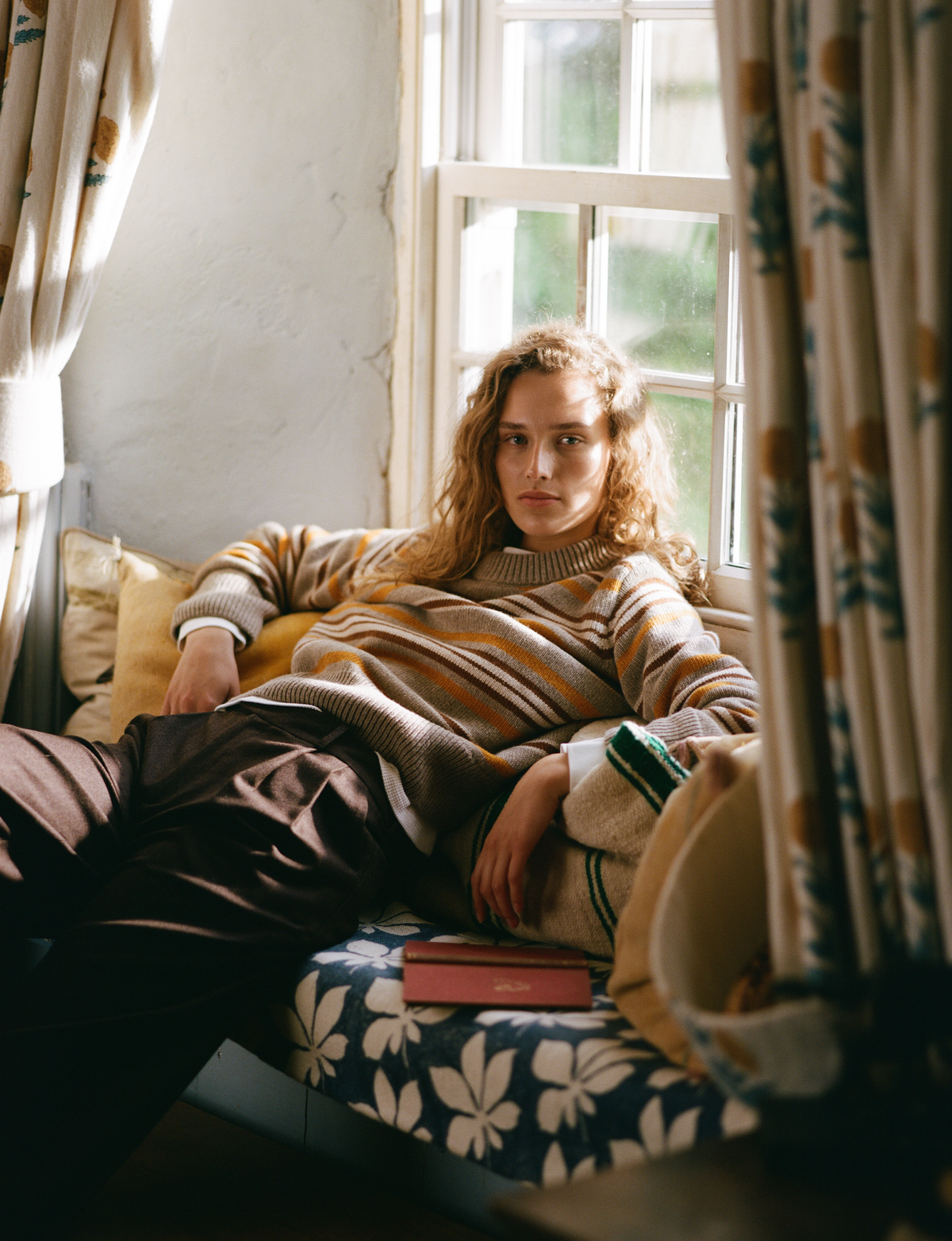 Devon Jumper: Wool, Yellow and Tobacco Stripe