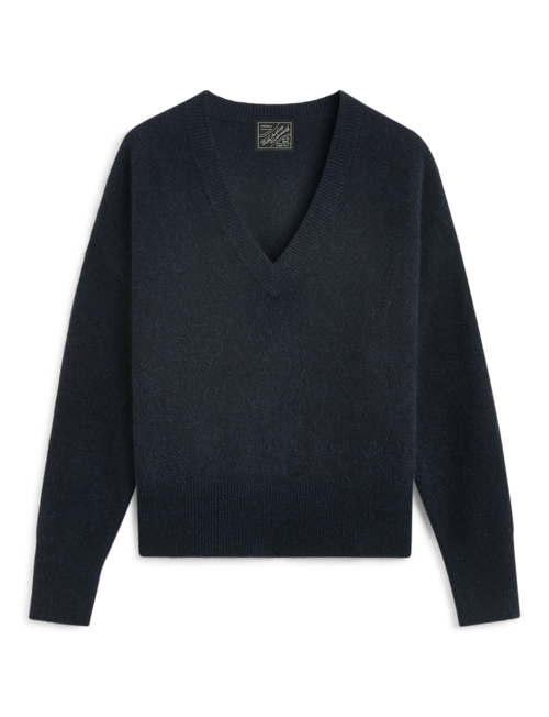 Cornwall V-Neck Jumper: Yak Wool, Navy