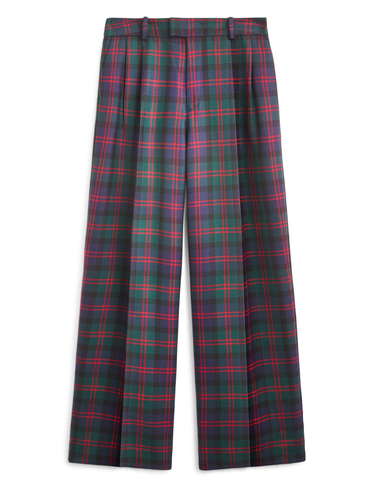 Rampling Trouser: Wool, Navy and Red Tartan