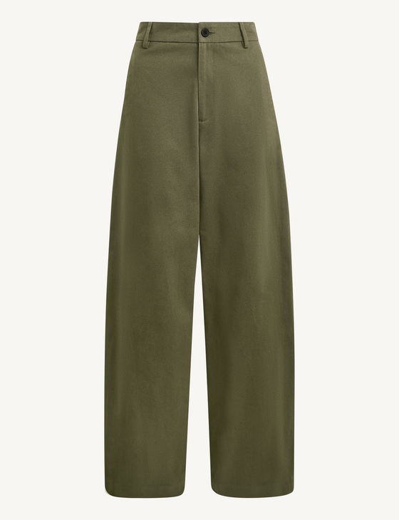 Alba Trouser: Cotton Twill, Khaki