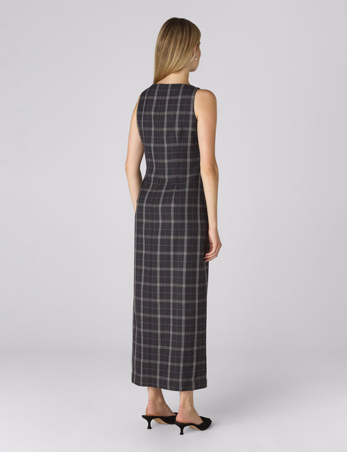 Birley Dress: Wool, Navy Check