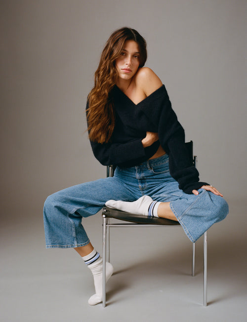 Cornwall V-Neck Jumper: Yak Wool, Navy