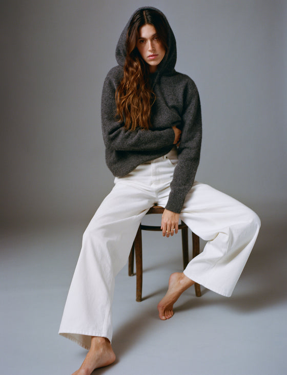 Iona Hoodie: Yak Wool, Dark Grey