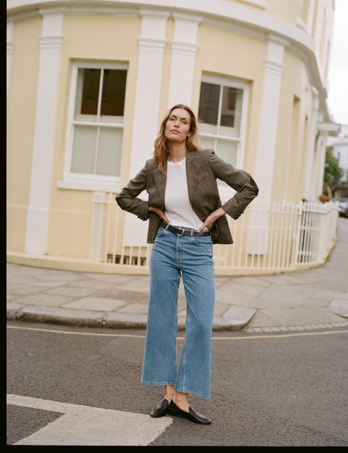 Stevie Jeans: Cropped Flare Leg - High Waist, Light Blue