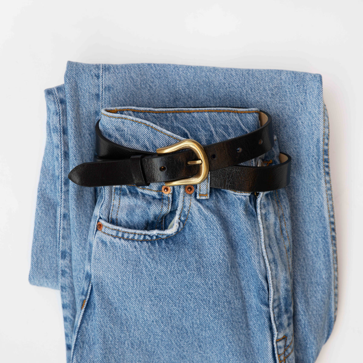 The Belt: Patent Leather, Black with Antique Gold