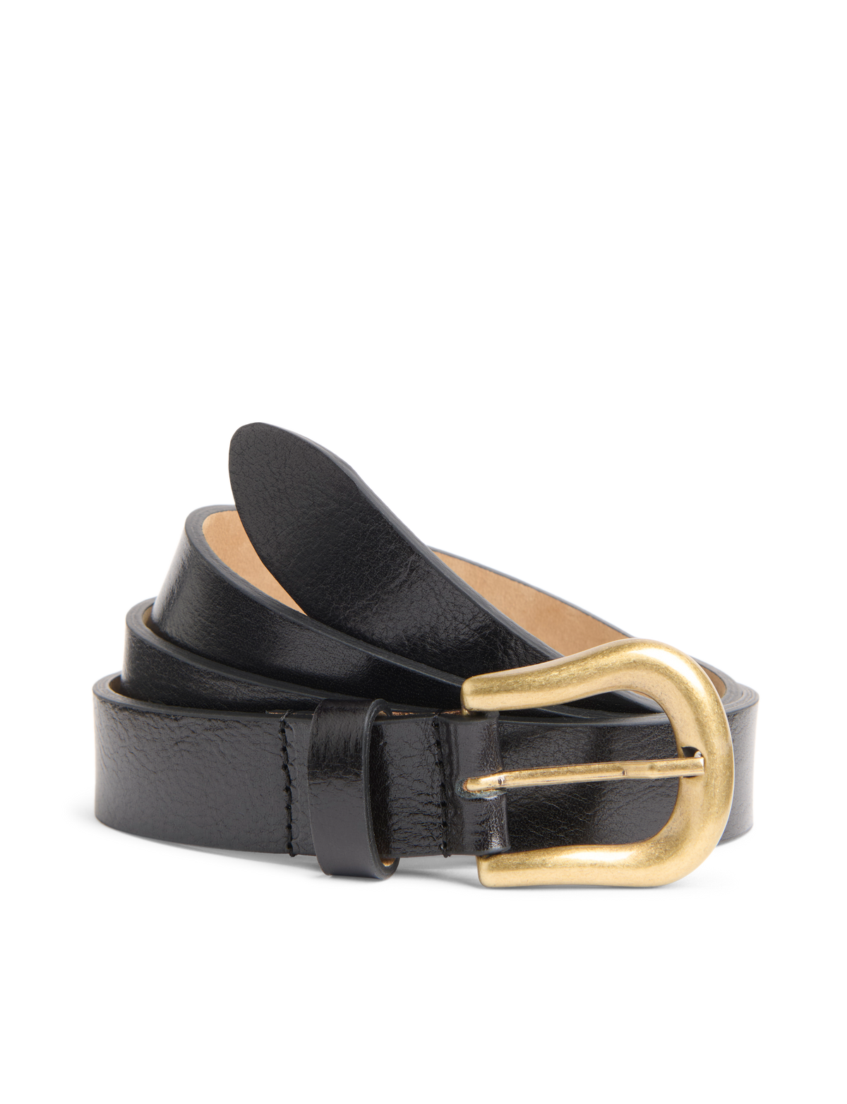 The Belt: Patent Leather, Black with Antique Gold