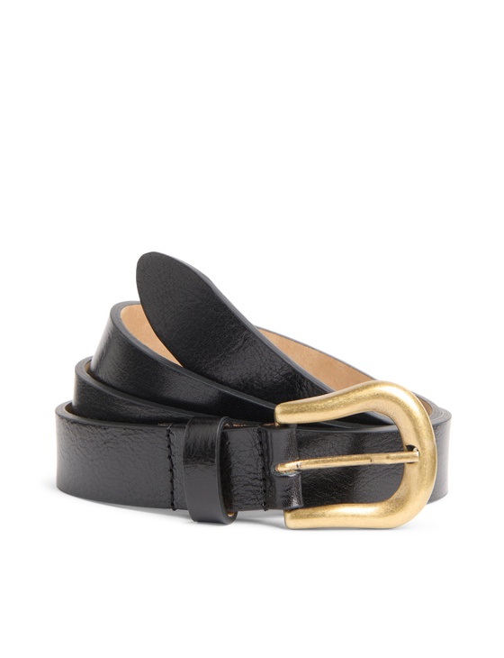 The Belt: Patent Leather, Black with Antique Gold