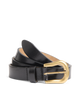 The Belt: Patent Leather, Black with Antique Gold
